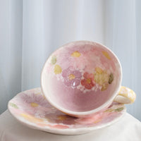 Seto Ware Flower Coffee Cup With Saucer