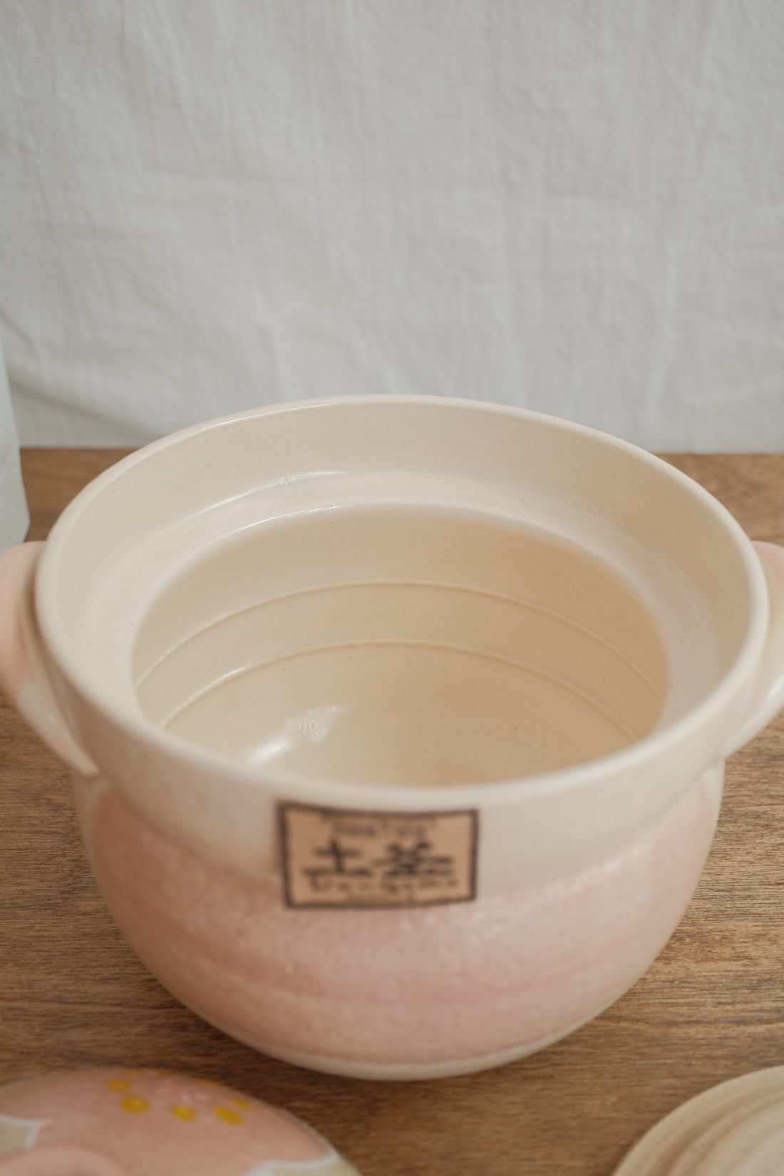 Donabe Banko Ware Double Lids Pink Flower Clay Pot 1.1L