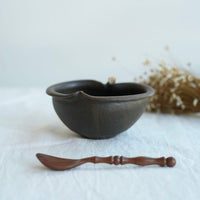 Hirokazu Furutani 古谷浩一 - Dark Brown Apple Shaped 14cm Bowl HF06