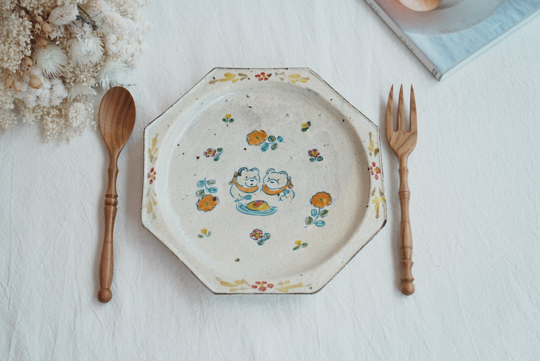 TATA Pottery Studio 田中大輝 & 田边桂- Slip Octagon Plate TP06 #2