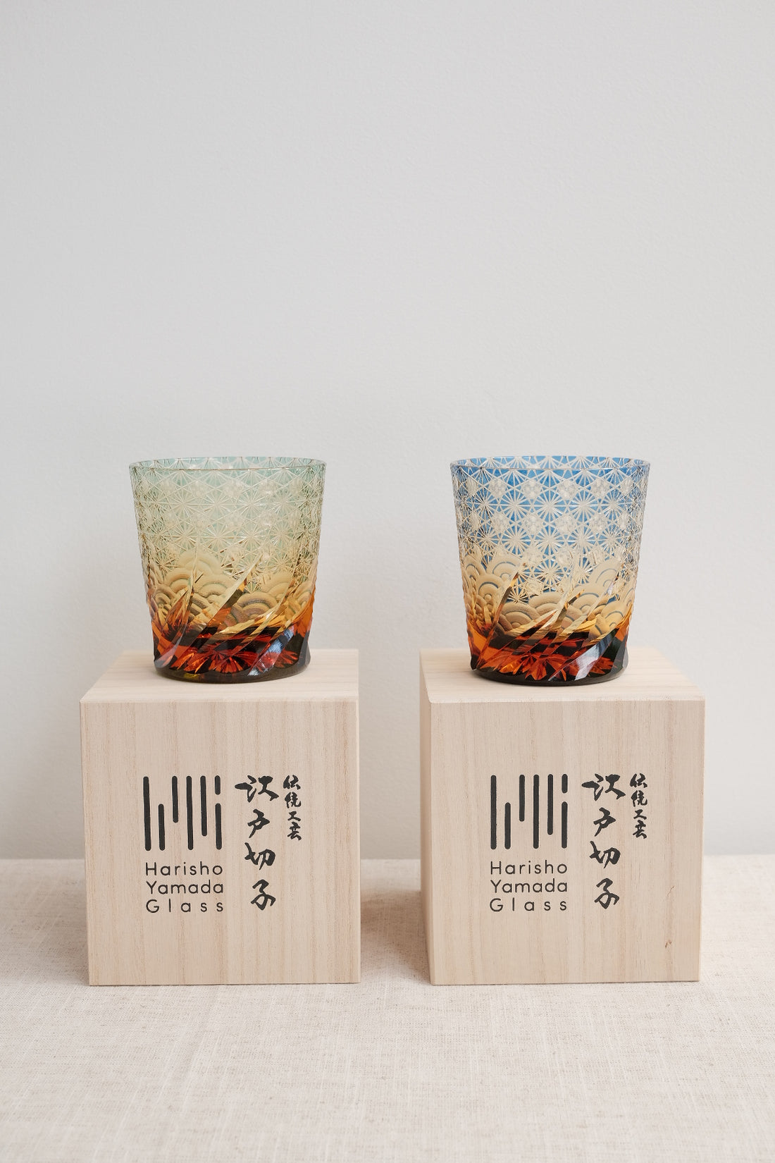 Harisho Yamada Glass - 漣-sazanami Whiskey Crystal Glass - Blue