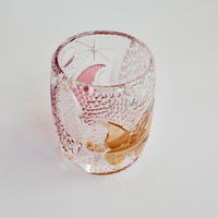 Edo Kiriko Whisky Glass Rock Glass "Butterfly" Yellow/Red by Junichi Nabetani, Master of traditional crafts