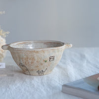 Akemi Suzuki 鈴木明美 - White Wall Double Handled Bowl AS09