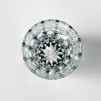 Edo Kiriko Whisky Glass Rock Glass "Large Chrysanthemum" Green by Junichi Nabetani, Master of traditional crafts