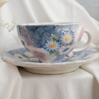 Seto Ware Flower Coffee Cup With Saucer