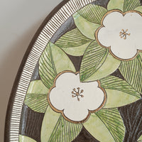 Cool Banana Black Pottery with Gold Detailing Large Oval Serving Plate