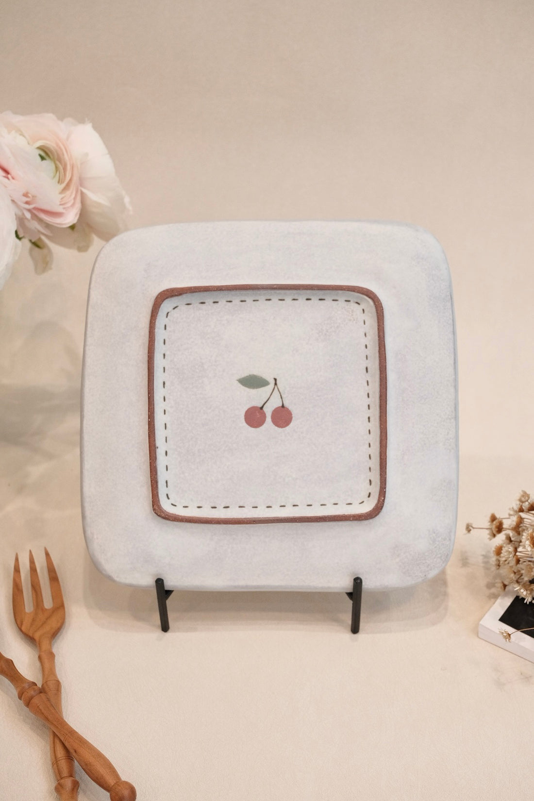 Kei Mitsumochi ミツ持啓 Rectangle Plate - Checked Pattern Mix Cherry KM17