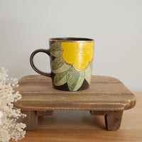 Cool Banana Black Pottery with Gold Detailing Mug - Flower
