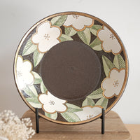 Cool Banana Black Pottery with Gold Detailing Round Deep Plate