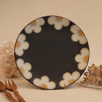 Kei Mitsumochi ミツ持啓 Round Plate - Black Flower KM06