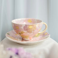 Seto Ware Flower Coffee Cup With Saucer