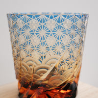Harisho Yamada Glass - 漣-sazanami Whiskey Crystal Glass - Blue