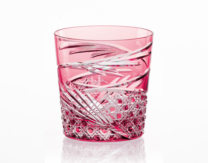 Kagami Crystal - Whiskey Glass, Edo Kiriko “Mai”- Red