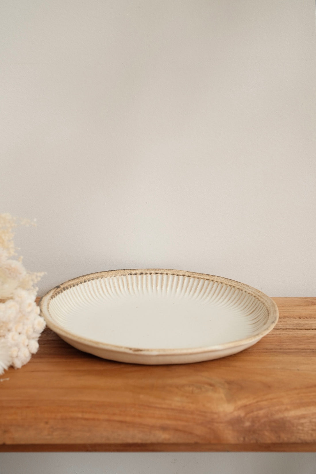 Mashiko Pottery Stripe Rim Plate