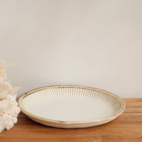 Mashiko Pottery Stripe Rim Plate