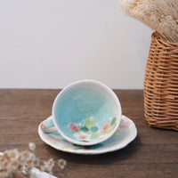 Seto Ware Flower Coffee Cup With Saucer