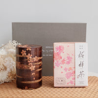 Yatsuyanagi Inlay Falling Sakura Akita Cherry Bark Work Tea Canister Gift Box
