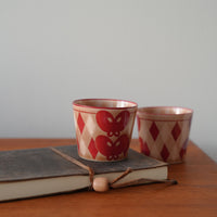 SiShuang Red Checked with Butterfly Coffee Cup