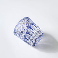 Edo Kiriko Whisky Glass Rock Glass "Large Chrysanthemum" Purple by Junichi Nabetani, Master of traditional crafts