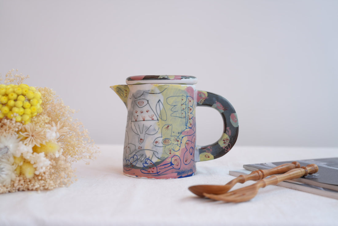 Hamasaka Naoko 浜坂尚子  Hand Painted Jug with Lid - HN12 #1