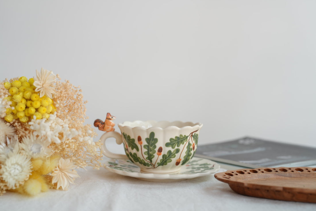 Sugar Poppo Mug with Saucer - Pinecone SP16