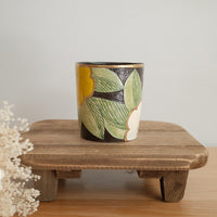 Cool Banana Black Pottery with Gold Detailing Mug - Flower