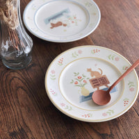 Buncho Pottery 7寸/cat and flower pasta plate