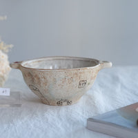 Akemi Suzuki 鈴木明美 - White Wall Double Handled Bowl AS09