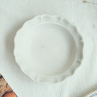 Mashiko Pottery Yoshizawa White Flower-shaped Medium Plate