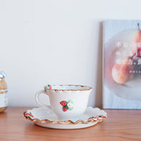 Aiko Miura 三浦愛子 Strawberry Mug with Saucer - White AM14