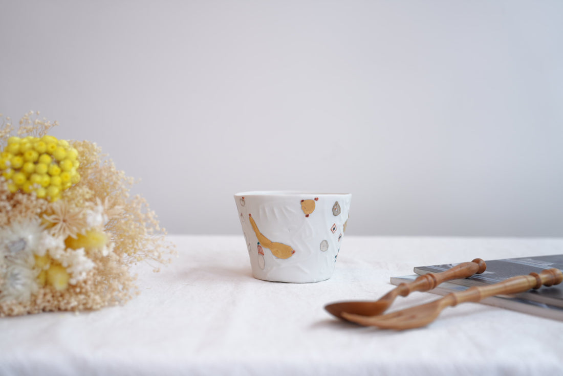 Hamasaka Naoko 浜坂尚子  Hand Painted Gold Deco Free Cup - HN06 #2