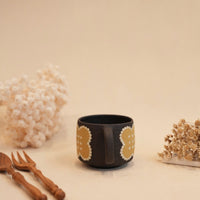 Kei Mitsumochi ミツ持啓 Flower with Black Background Mug - Yellow KM60