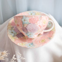 Seto Ware Flower Coffee Cup With Saucer