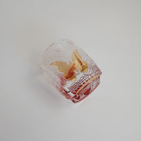 Edo Kiriko Whisky Glass Rock Glass "Butterfly" Yellow/Red by Junichi Nabetani, Master of traditional crafts