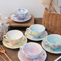 Seto Ware Flower Coffee Cup With Saucer