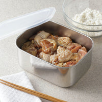 Japan Tsubame Shimomura Stainless Container Deep Rectangular Tray with Lid (Large)