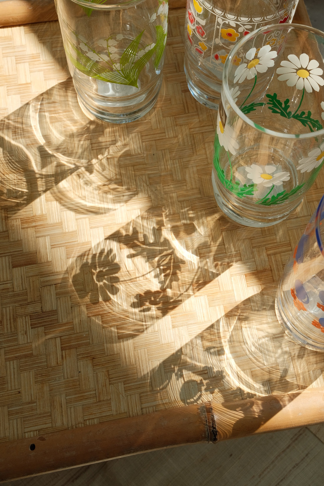 Aderia Glass Retro Tumbler - Yellow Flower