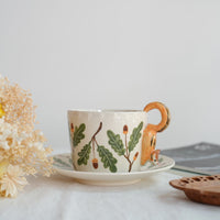 Sugar Poppo Straight Mug with Saucer - Pinecone SP19