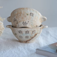 Akemi Suzuki 鈴木明美 - White Wall Double Handled Bowl AS09