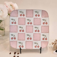 Kei Mitsumochi ミツ持啓 Rectangle Plate - Checked Pattern Red Cherry KM18
