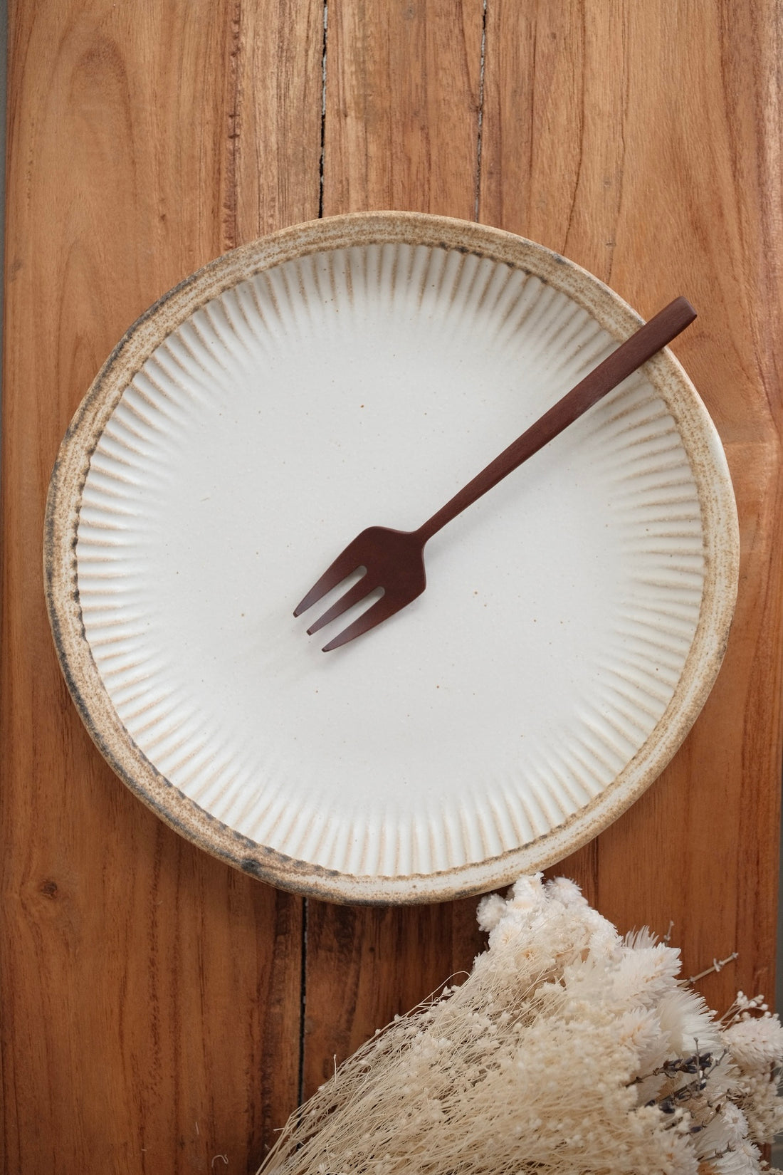 Mashiko Pottery Stripe Rim Plate