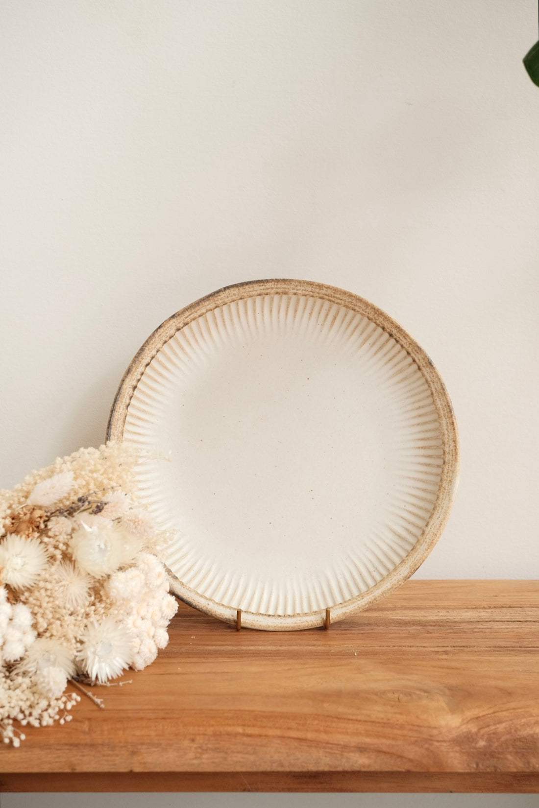 Mashiko Pottery Stripe Rim Plate