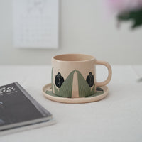 Shirogarasu Studio Black Tulip Mug with Saucer