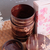 Yatsuyanagi Inlay Falling Sakura Akita Cherry Bark Work Tea Canister Gift Box
