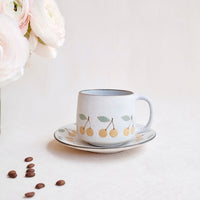 Kei Mitsumochi ミツ持啓 Cherry Mug with Saucer - Yellow  KM12