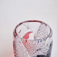 Edo Kiriko Whisky Glass Rock Glass "Butterfly" Purple/Red by Junichi Nabetani, Master of traditional crafts