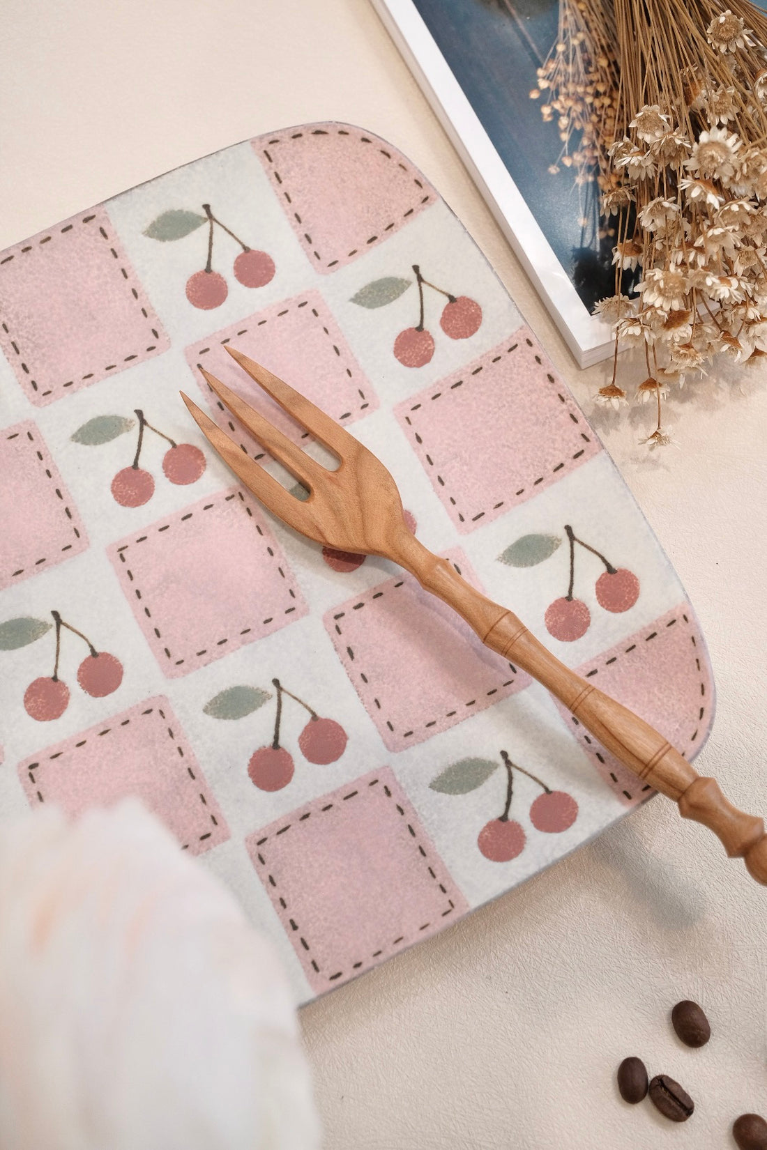 Kei Mitsumochi ミツ持啓 Rectangle Plate - Checked Pattern Red Cherry KM18