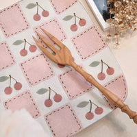 Kei Mitsumochi ミツ持啓 Rectangle Plate - Checked Pattern Red Cherry KM18