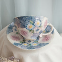 Seto Ware Flower Coffee Cup With Saucer