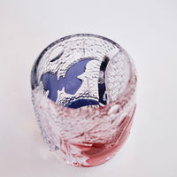 Edo Kiriko Whisky Glass Rock Glass "Butterfly" Purple/Red by Junichi Nabetani, Master of traditional crafts